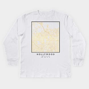 HOLLYWOOD CALIFORNIA CITY STREET MAP ART Kids Long Sleeve T-Shirt